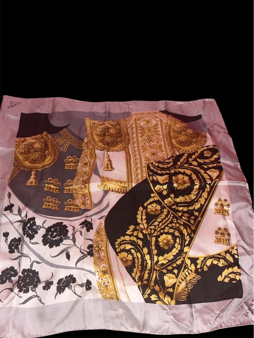 Authentic Loewe Gray and Gold Bag Scarf